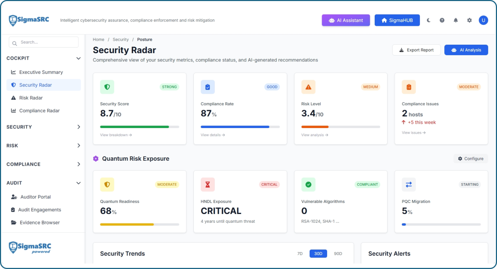 SigmaSRC Security Radar screenshot